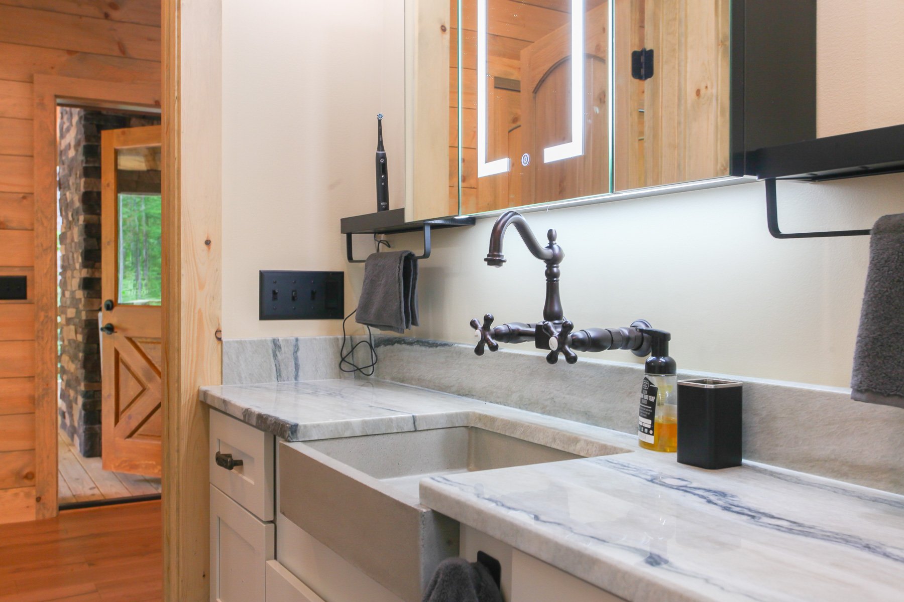 modern sink with led vanity